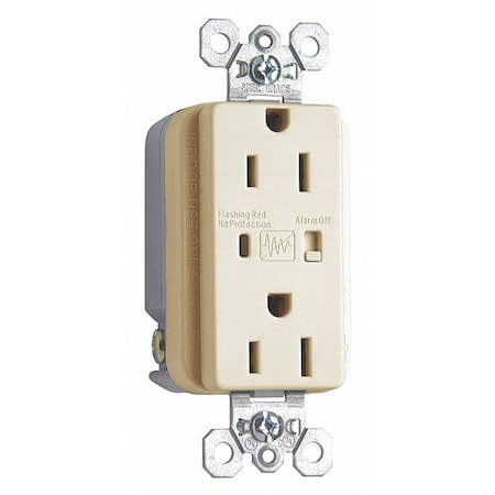 Straight Blade Receptacle, 5-15R, 15 A, 125V AC, 2 Pole, 3 Wire, Flush Mount, Isolated Ground