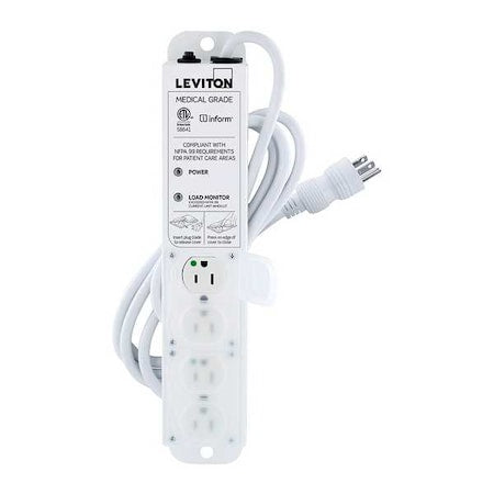 Outlet Strip, Medical Grade, 4 5-15R, 5-15P, 7 ft., White