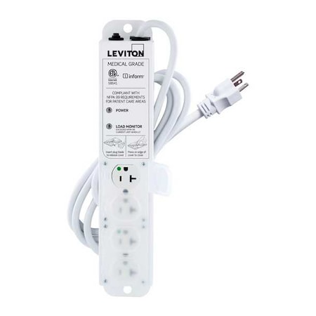 Outlet Strip, Medical Grade, 4 5-20R, 5-20P, 7 ft., White