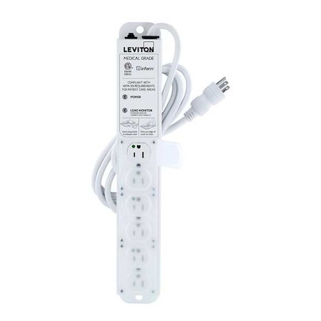 Outlet Strip, Medical Grade, 6 5-15R, 5-15P, 7 ft., White