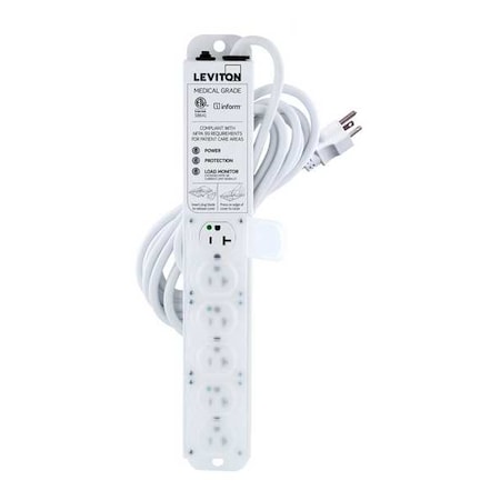 Outlet Strip, Surge, Rack Mounted, 6 5-20R, 5-20P, 15 ft., White