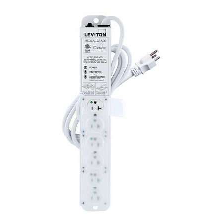 Outlet Strip, Surge, Rack Mounted, 6 5-20R, 5-20P, 7 ft., White
