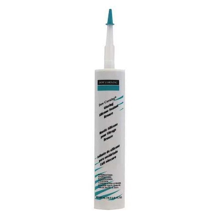Silicone Glazing Sealant, 10 oz, Cartridge, Bronze, Silicone Base, Glazing