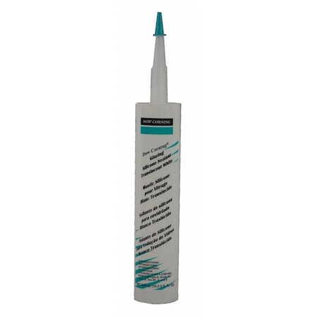Silicone Glazing Sealant, 10 oz, Cartridge, Transparent White, Silicone Base, Glazing
