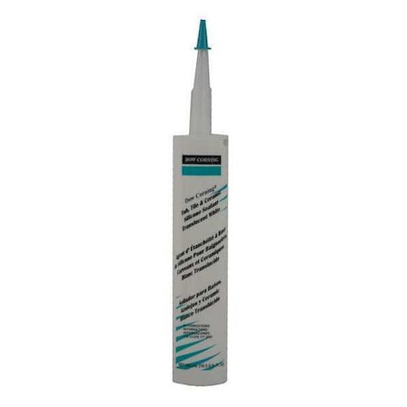 Silicone Sealant, 10 oz, Cartridge, Transparent White, Silicone Base, Tub/Tile/Ceramic