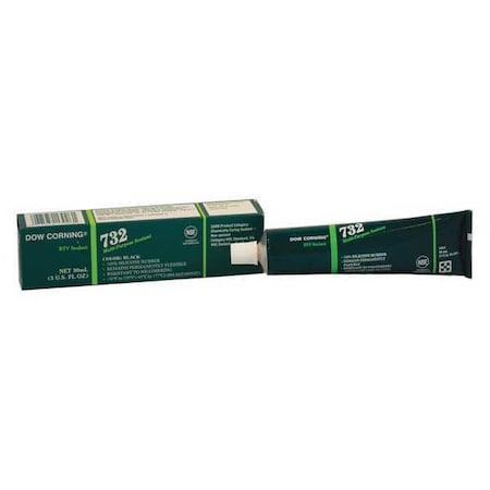 Silicone Sealant, 3 oz, Tube, Black, Silicone Base, 732