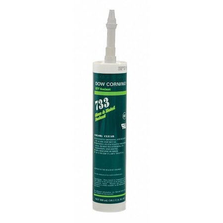 Silicone Sealant, 10 oz, Cartridge, Clear, Silicone Base, 733