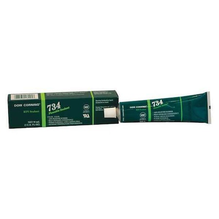Silicone Sealant, 3 oz, Tube, Clear, Silicone Base, 734