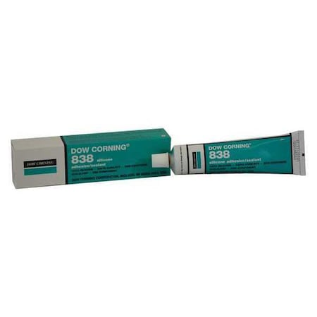 Silicone Adhesive Sealant, 3 oz, Tube, White, Silicone Base, 838