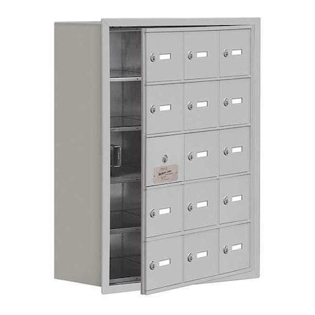 Cell Phone Locker, 22 3/4 in W, 8 3/4 in D, 29 3/4 in H, (3) Wide, (5) Tier, Silver