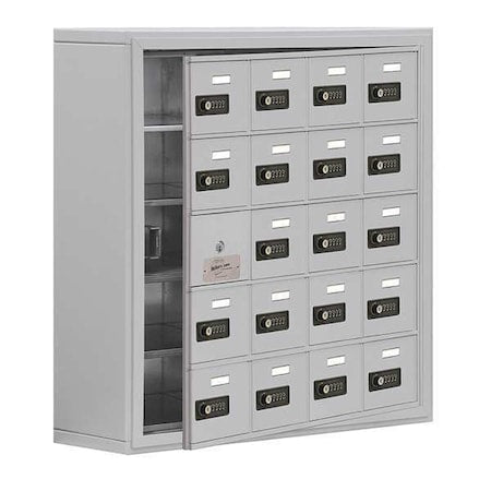 Cell Phone Locker, 30 1/2 in W, 9 1/4 in D, 31 in H, (4) Wide, (5) Tier, Silver