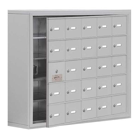 Cell Phone Locker, 37 in W, 9 1/4 in D, 31 in H, (5) Tier, (5) Wide, Silver