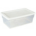 Stackable Storage Tote W/ Lid, 1.5 gal, 13-5/8 in L x 8-1/4 in W x 4-7/8 in H, Clear, White