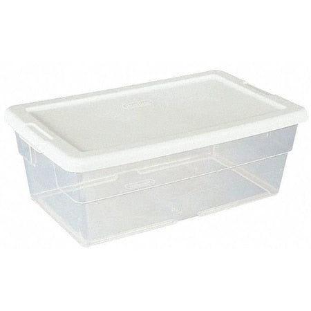 Stackable Storage Tote W/ Lid, 1.5 gal, 13-5/8 in L x 8-1/4 in W x 4-7/8 in H, Clear, White
