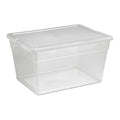 Stackable Storage Tote W/ Lid, 14 gal, 23 in L x 16-1/4 in W x 12-3/8 in H, Clear, White