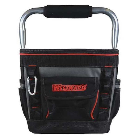 Tool Tote, General Purpose, 5 Pockets, Black, Polyester, 13 Pockets