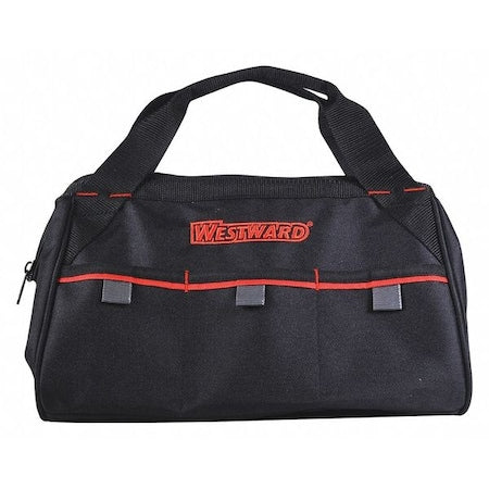 WESTWARD Tool Bag, 3 Outside Pockets, Polyester, Black, 13" W x 9" D x 8" H