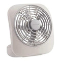 5" Blade Dia Table Fan, Non-Oscillating, 2 Speeds, 3VDC, Gray, FCC-Compliant Adapter