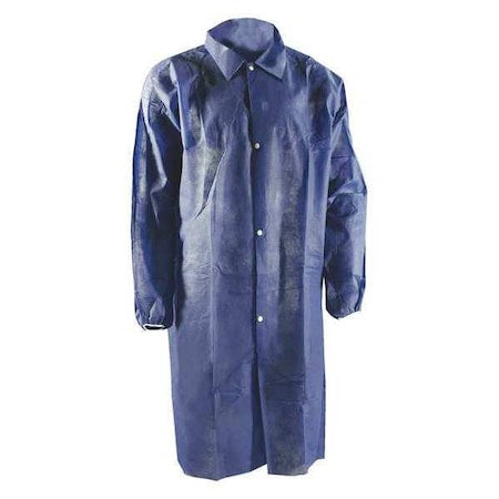 Disposable Lab Coat, Polypropylene, Snaps Closure, Blue, 3XL, 30 PK