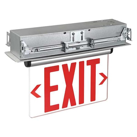 Exit Sign, Silver, 1 Face(s), LED, Recess Mount, Nickel Cadmium (Formerly LumaPro)