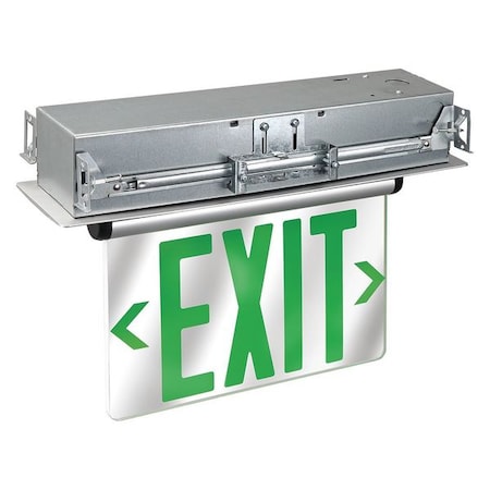Exit Sign, Silver, 2 Face(s), LED, Recess Mount, Nickel Cadmium (Formerly LumaPro)