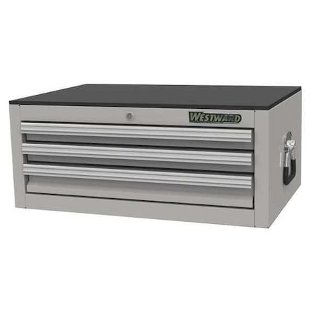 WESTWARD Intermediate Chest, 3-Drawers, Stainless Steel Silver, 26" W x 17.5" D x 10.5" H