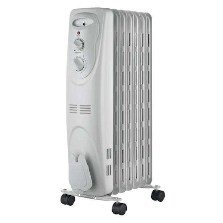 Portable Electric Heater, 1500, 120V AC, 1 Phase, 5118 BtuH, Non-Oscillating