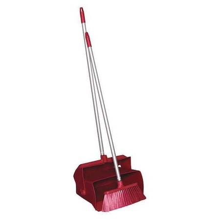 Lobby Dust Pan and Broom Set, Red