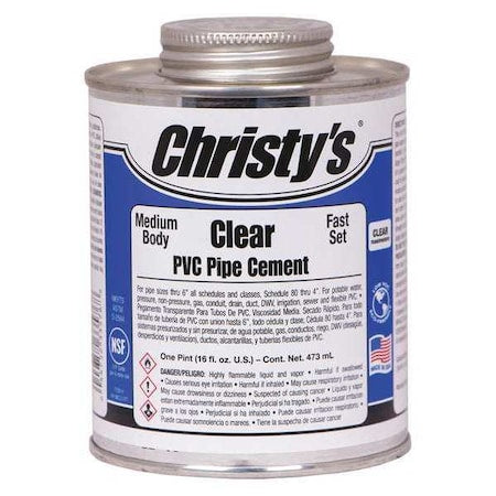 Pipe Cement, Clear, 16 oz.