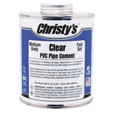 Pipe Cement, 32 fl oz, Clear