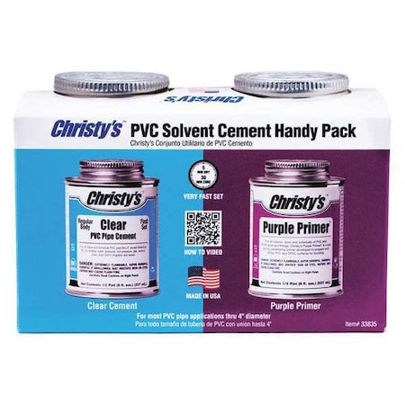 Cement and Primer, Can, 8 oz, Clear; Purple