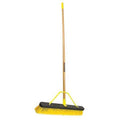 24 in Sweep Face Push Broom, Soft/Stiff Combination, Synthetic, Yellow