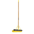 24 in Sweep Face Push Broom, Soft/Stiff Combination, Synthetic, Yellow