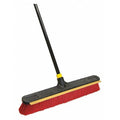Push Broom, 24 in Sweep Face, Soft/Stiff Combo, Synthetic, Red Bristle, 3 1/8 in Bristle Lg