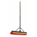 Push Broom, 60 in L, 24 in Sweep Face, Soft/Stiff Combo, Synthetic, 3 1/8 in Length Red Bristle