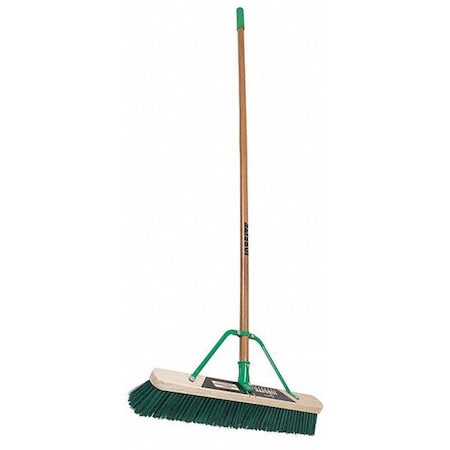 24 in Sweep Face Push Broom, Stiff, Synthetic, Green