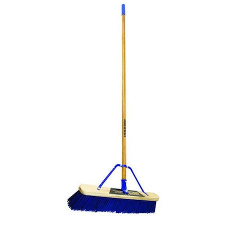 24 in Sweep Face Push Broom, Stiff, Synthetic, Blue