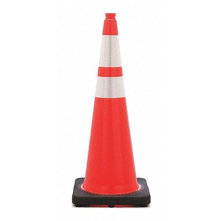 Traffic Cone, Night or High Speed Roadway (45 mph or higher), 12 lb, Reflective, 36 in H, Orange