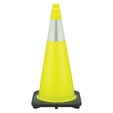 Traffic Cone, PVC, High-Intensity Prismatic, 28 in Height, 7 lb, Lime