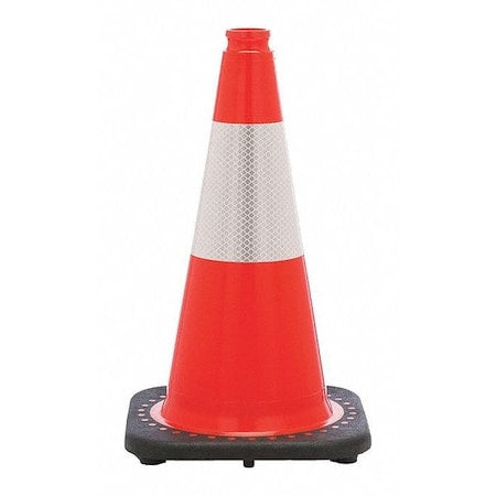Traffic Cone, Day or Low Speed Roadway (40 mph or less), 3 lb, Reflective, 18 in Height, Orange