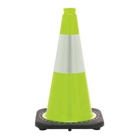 Traffic Cone, PVC, High-Intensity Prismatic, 18 in Height, 3 lb, Lime
