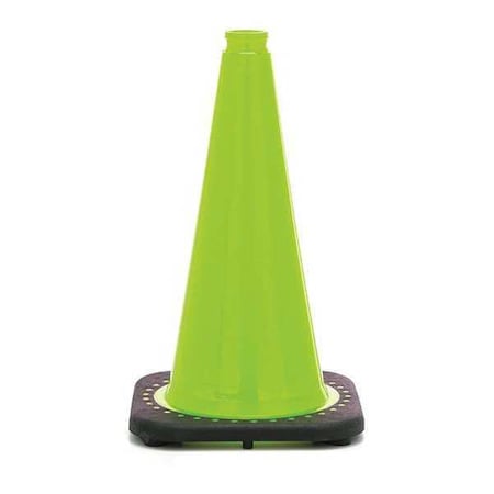 Traffic Cone, PVC, Non-Reflective, 18 in Height, 3 lb, Lime