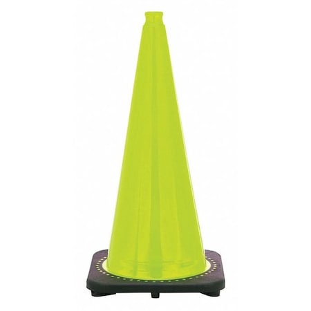 Traffic Cone, PVC, Non-Reflective, 28 in Height, 7 lb, Lime