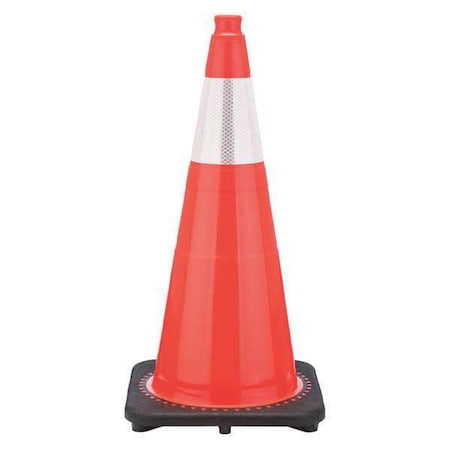 Traffic Cone, PVC, High-Intensity Prismatic, 28 in Height, 7 lb, Orange