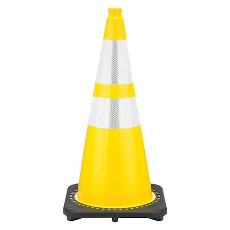 Traffic Cone, PVC, High-Intensity Prismatic, 28 in Height, 7 lb, Yellow