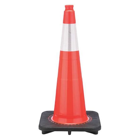 Traffic Cone, PVC, High-Intensity Prismatic, 28 in Height, 7 lb, Orange