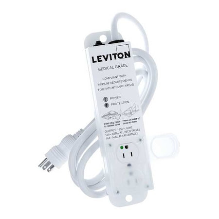 Outlet Strip, Surge, Rack Mounted, 2 5-15R, 5-15P, 7 ft., White
