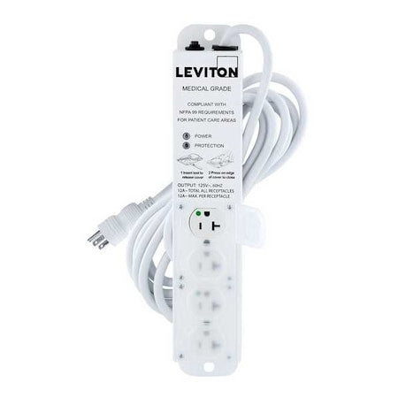 Outlet Strip, Surge, Rack Mounted, 4 5-20R, 5-20P, 15 ft., White