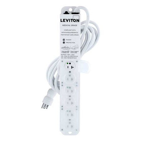 Outlet Strip, Surge, Rack Mounted, 6 5-20R, 5-20P, 15 ft., White