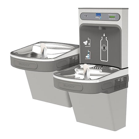 On-Wall Drinking Fountain with Bottle Filler, 2 Level, 19 in D, 39 5/8 in H, 36 3/4 in W